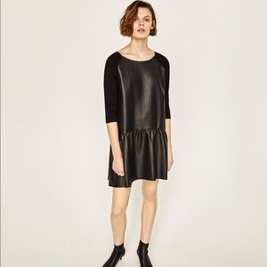 Zara Faux Leather Knit dress with Zip Size M